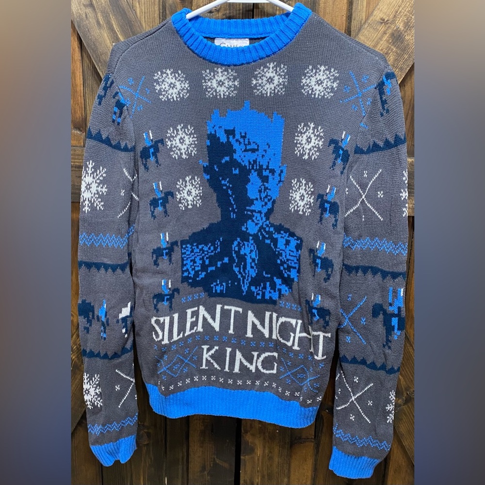 HBO Game Of Thrones Size Small Silent Night King Christmas Sweater Snowflakes